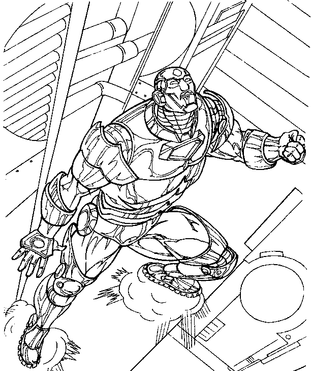 coloriage iron man se propulse dans les airs
